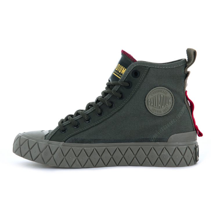 Palladium Palla Ace Supply Mid High Tops Men's Sneakers Olive | UK D026-PES